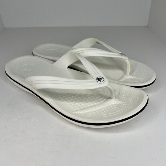 Crocs Mens Crocband Flip Flop Sandal Size 12 White Lightweight Slip On Summer main image 7